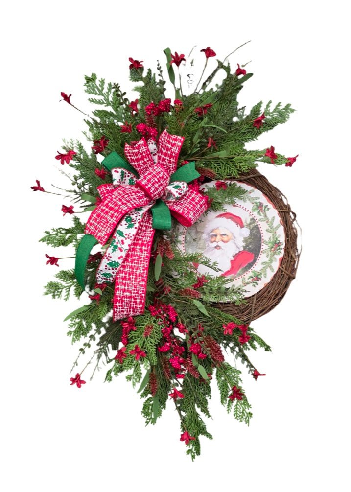 Vintage Santa Wreath - The Wreath Shop