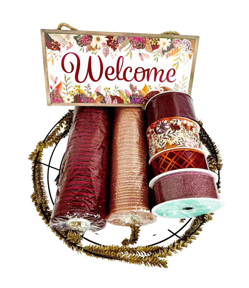 Welcome Fall Mulberry Wreath Kit - Welcome Fall Mulberry Wreath Kit - The Wreath Shop