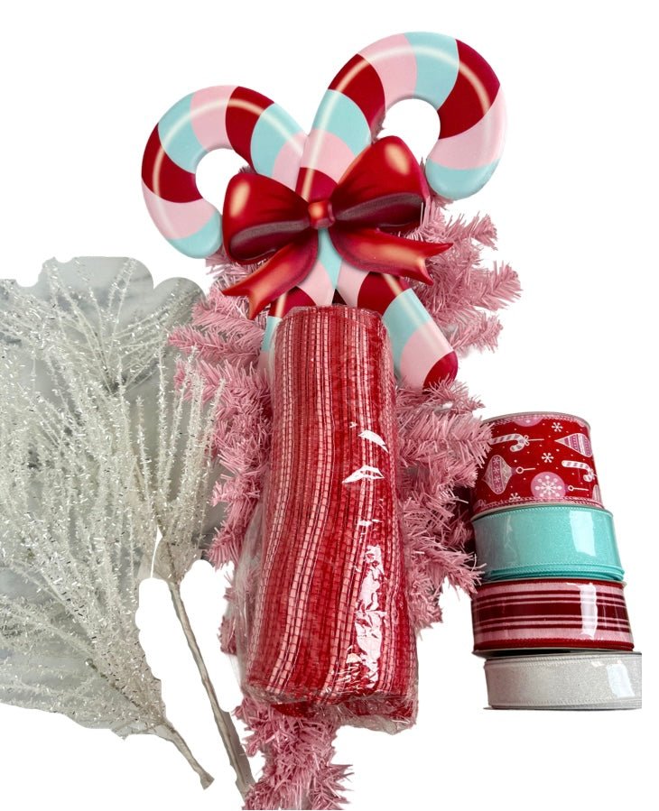 Whimsical Candy Cane Swag Kit - Pink Candy Cane Kit - The Wreath Shop