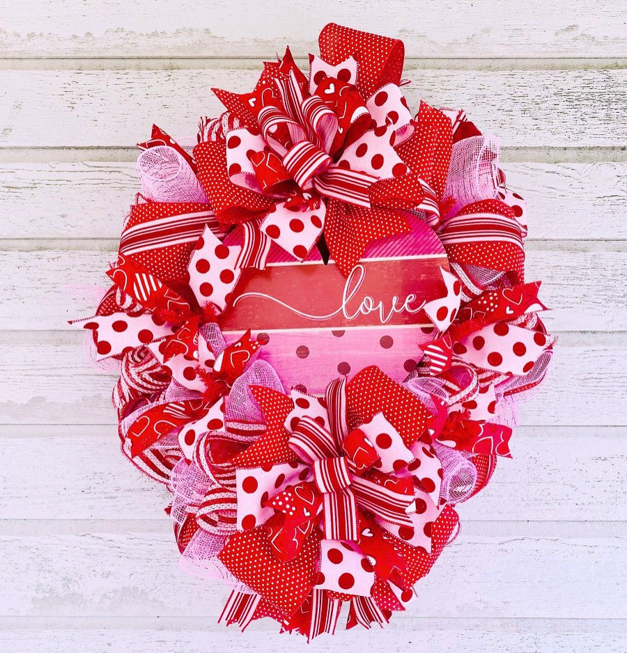 Whimsical Valentine Heart Wreath (Example Only) - Valentine Heart Wreath - The Wreath Shop