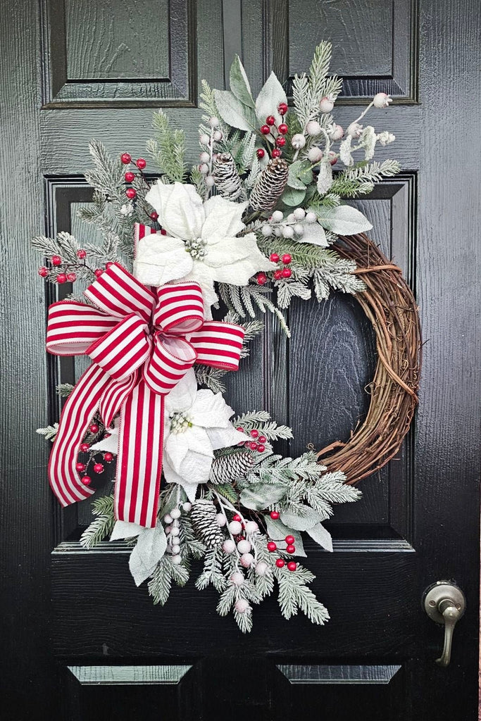 Winter White Poinsettia Wreath Kit - White Poinsettia Kit - The Wreath Shop