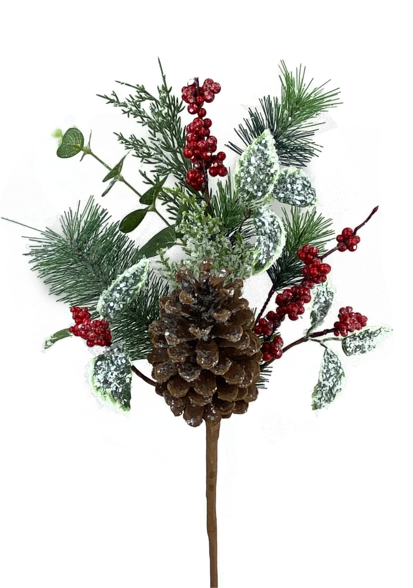 18 Mixed Pinecone Berry Greenery Pick – The Wreath Shop