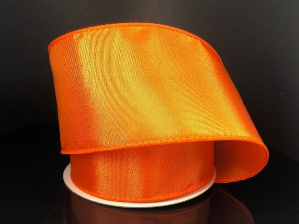 2.5" Orange Budget Satin Ribbon Wired - 10Yds - The Wreath Shop
