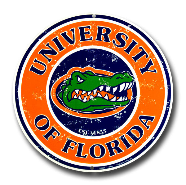 University of Florida Gators  Embossed Metal Circular Sign - The Wreath Shop