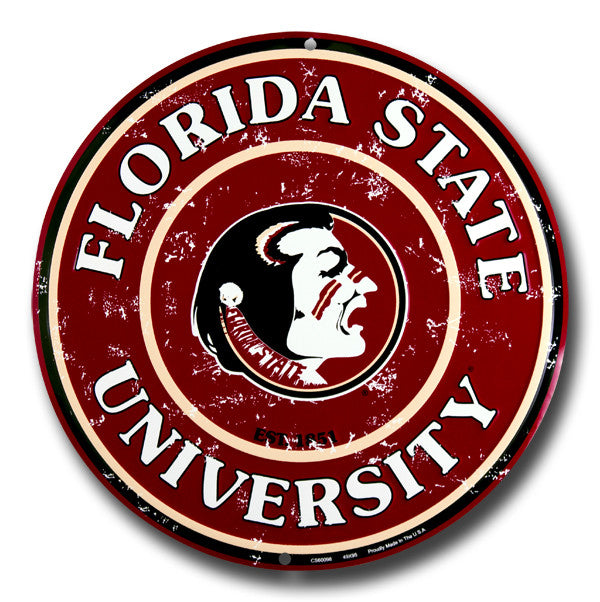 Florida State University Seminoles  Embossed Metal Circular Sign - The Wreath Shop