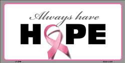 Breast Cancer HOPE Metal License Plate Sign - The Wreath Shop