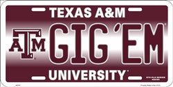 Texas A & M University Gig'Em Embossed Metal Plate - The Wreath Shop
