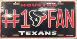 Houston Texans #1 Fan NFL Embossed Metal License Plate - The Wreath Shop