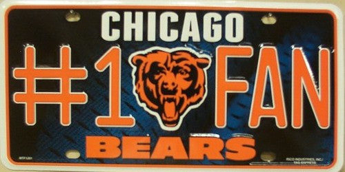 Chicago Bears Fan NFL Metal License Plate - The Wreath Shop