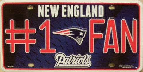 New England Patriots NFL Fan Metal License Plate - The Wreath Shop