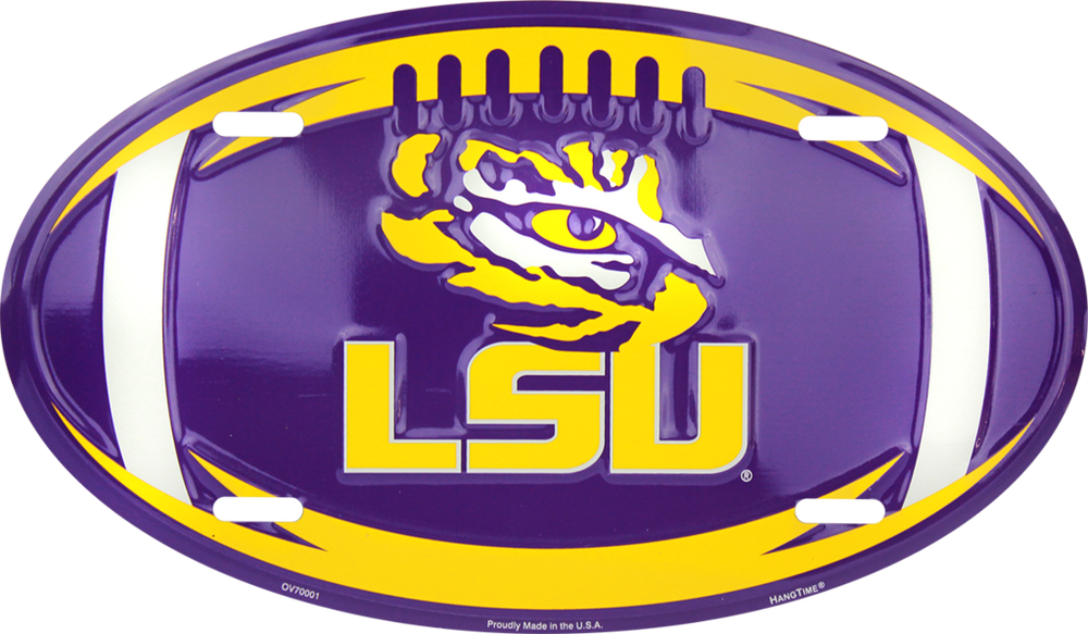 Louisiana State University LSU Tigers Embossed Metal Oval License Plate - The Wreath Shop