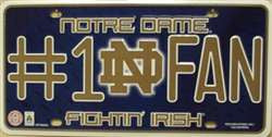 Notre Dame #1 Fan Fighting Irish Embossed Metal License Plate - The Wreath Shop